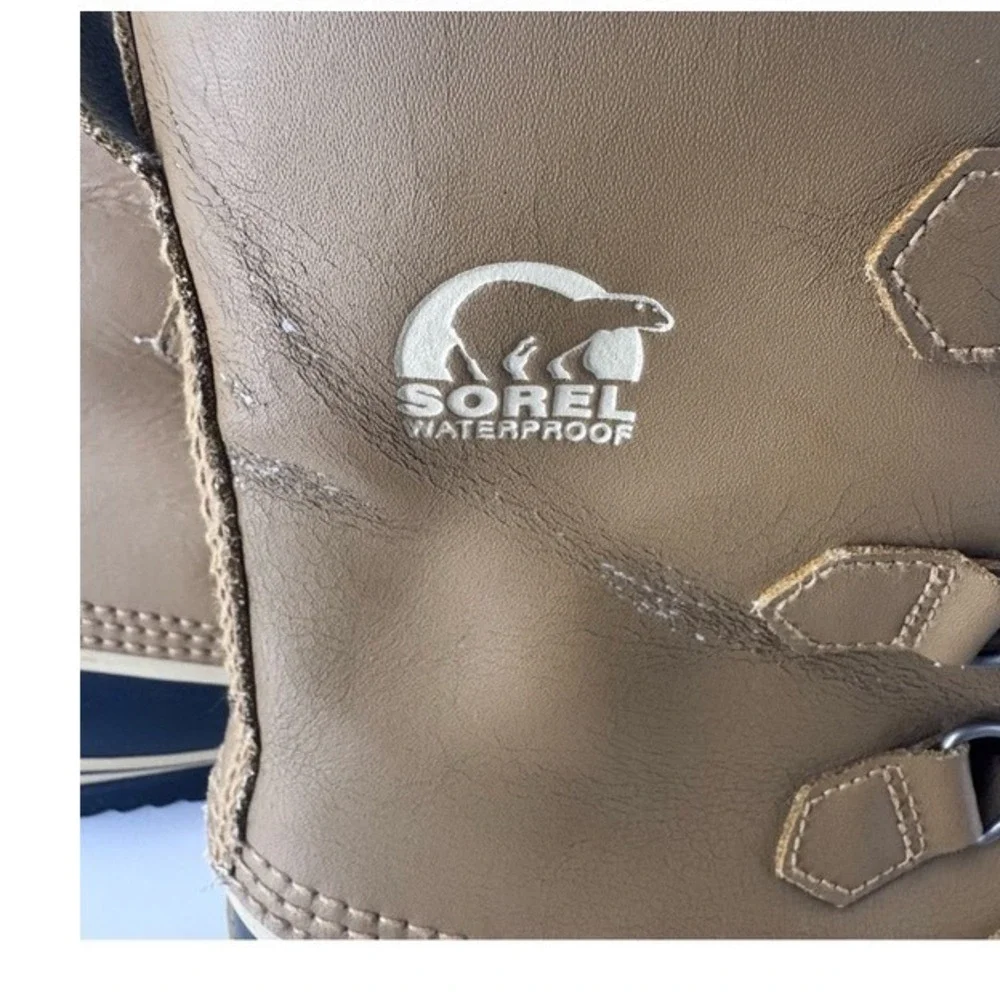 Sorel Yoot Pac Tan Black Waterproof Winter Snow‎ Boots Womens 5